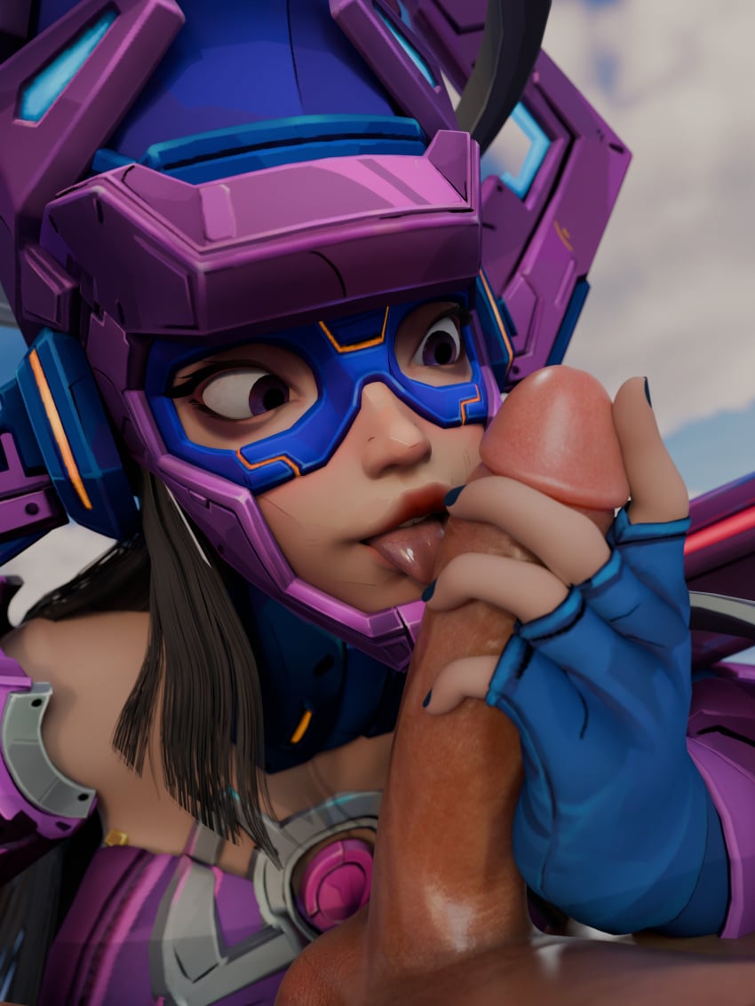 1boy 1boy1girl 1girls 3d 3d_(artwork) 3d_render black_hair blender clothed clothed_sex cute_girl female female_focus galacta galacta_(marvel_rivals) girl hand_on_penis handjob headgear helmet jabbi_2k licking licking_penis light-skinned_female light_skin marvel marvel_comics marvel_rivals smaller_female tongue tongue_out