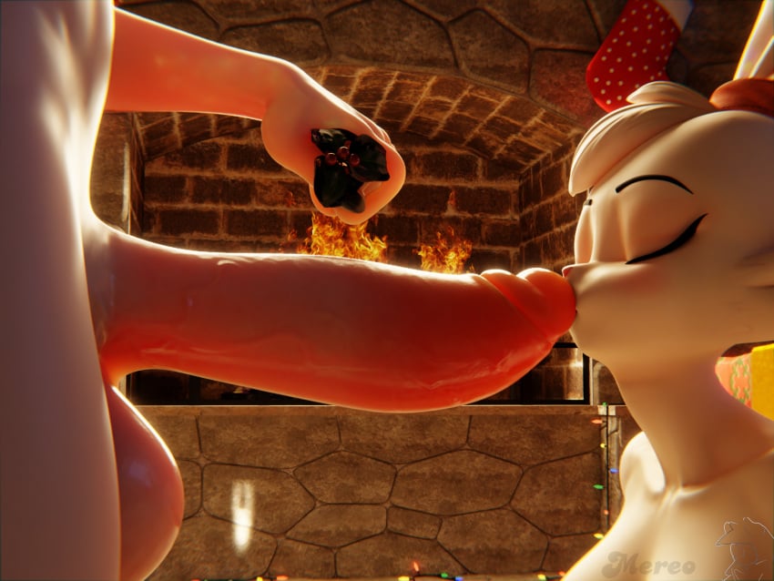 3d_(artwork) 4:3 aak_(valorlynz) balls big_balls big_penis blender_(disambiguation) christmas digital_media_(artwork) duo female genitals hi_res holidays kissing male male/female penis penis_kissing scorbunny_(valorlynz) that1furrydude1