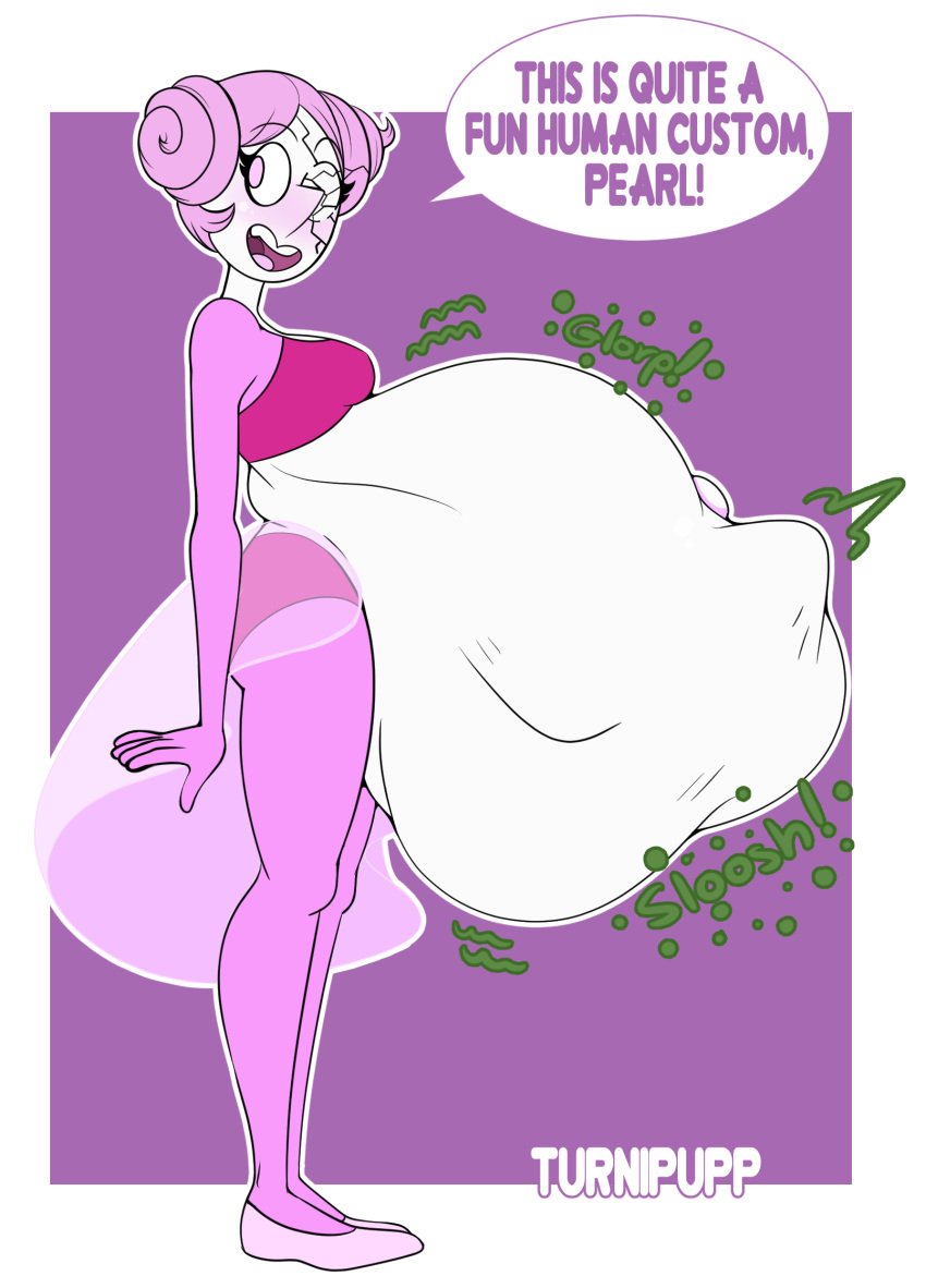 belly big_belly cartoon_network digestion digestion_noises female_pred pink_hair pink_pearl_(steven_universe) steven_universe struggling_prey turnipupp vore vore_belly