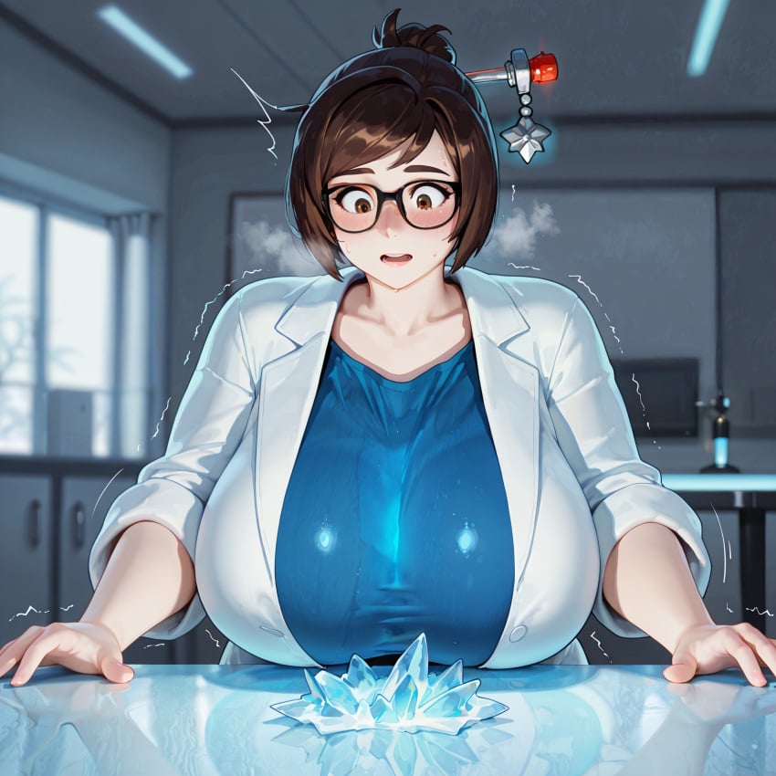 1girls absurd_res ai_generated alternate_breast_size blizzard_entertainment blurry blurry_background blush breast_expansion breast_focus breasts_bigger_than_head bursting_breasts casual casual_clothes comfyui depth_of_field dim_lighting gigantic_breasts glasses glowing heavy_breathing highres huge_breasts hyper hyper_breasts ice indoors lab, lab_coat looking_down massive_breasts mature_female mei_(overwatch) milf motion_lines narrow_waist overwatch overwatch_2 reaching_out sagging_breasts solo solo_focus stable_diffusion standing surprised table taut_clothes trembling undersized_clothes video_games wide_eyed xenomon