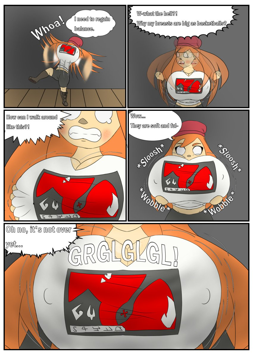 breast_expansion breast_grab breasts_bigger_than_head comic comic_page dialogue huge_breasts meggy_spletzer nipples smg4 smg4_(character) whyhyper69