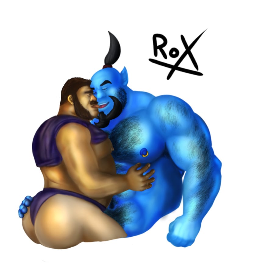 1boy aladdin aladdin_(1992_disney_film) ass blue_body blue_skin color_wheel_challenge crossover daddy daddy_muscle disney disney's_aladdin french_kiss french_kissing gay gay_male gay_sex genie genie_(aladdin) hairy hairy_arms hairy_chest hairy_male kissing ladybug_&_cat_noir:_the_movie male male_only manly manly_gay miraculous_ladybug moustache muscle muscle_daddy muscle_tone muscles muscular muscular_arms muscular_male mustache_stubble purple_dress purple_tshirt roxds93 tom_dupain underwear underwear_only underwear_purple weird_crossover