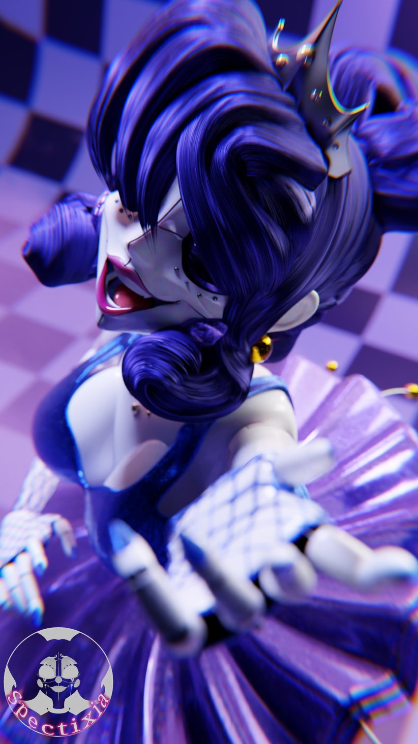 1girls 3d 3d_(artwork) 3d_model absurd_res animatronic artist_logo artist_name ballora ballora_(fnafsl) blurry_background checkered_background checkered_floor digital_media_(artwork) female female_only five_nights_at_freddy's five_nights_at_freddy's:_sister_location fnaf humanoid scottgames sister_location solo solo_female spectixia tagme watermark