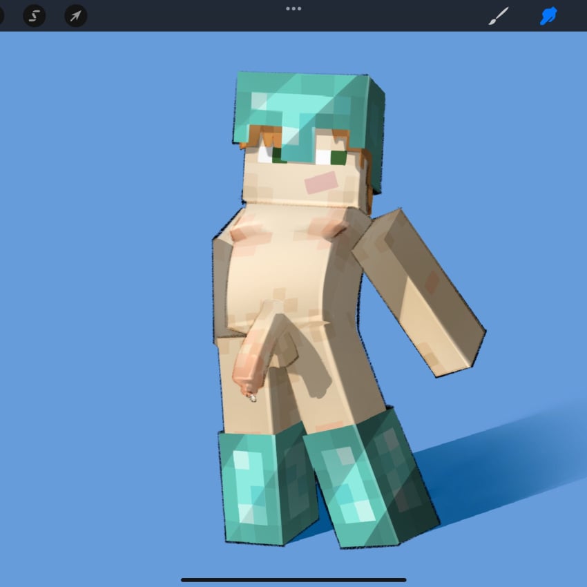 1dickgirl 1futa 1girls alex_(minecraft) armor armored_boots balls big_penis diamondszero dripping_precum exhibitionism futanari helmet hi_res human light-skinned_dickgirl light-skinned_female light-skinned_futanari light_skin minecraft nude penis procreate_(software) short_hair solo solo_dickgirl solo_female solo_futa standing