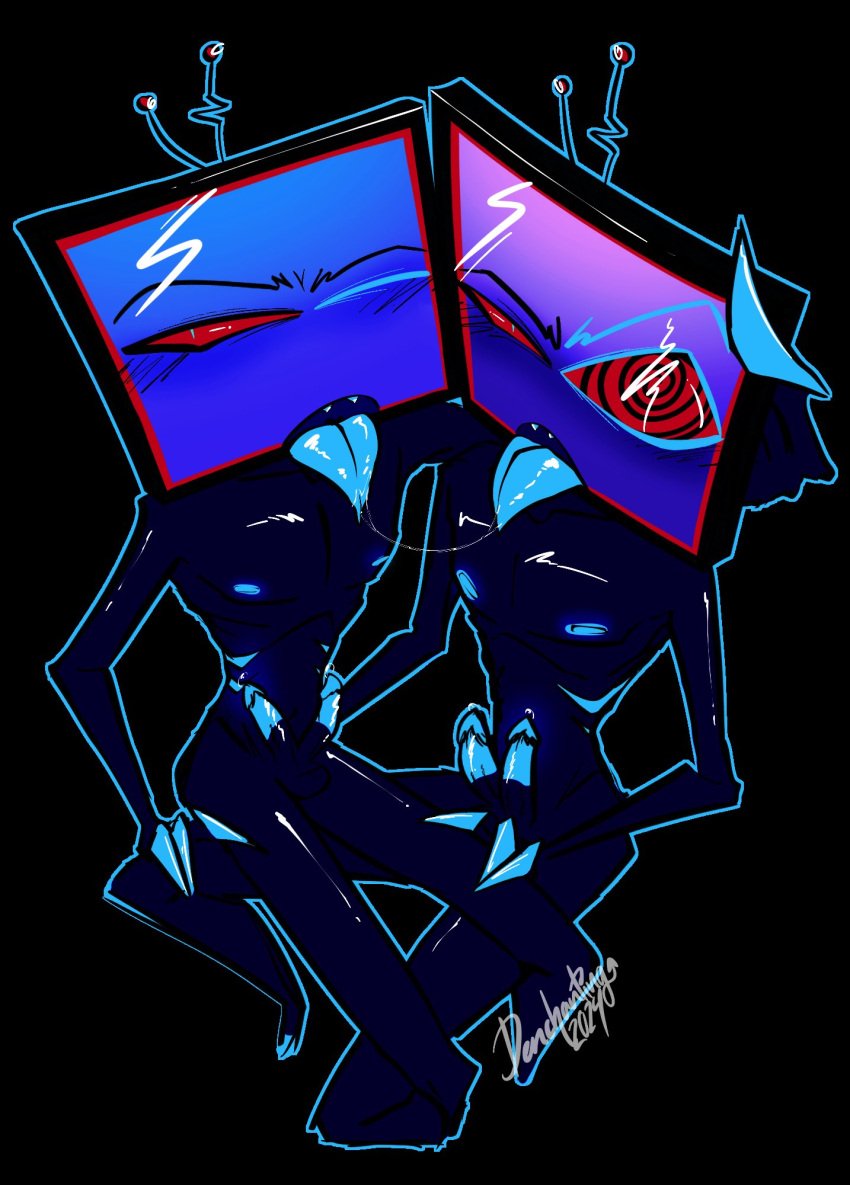2boys demon demon_boy gay hazbin_hotel humanoid male object_head selfcest tv tv_head vox_(hazbin_hotel)