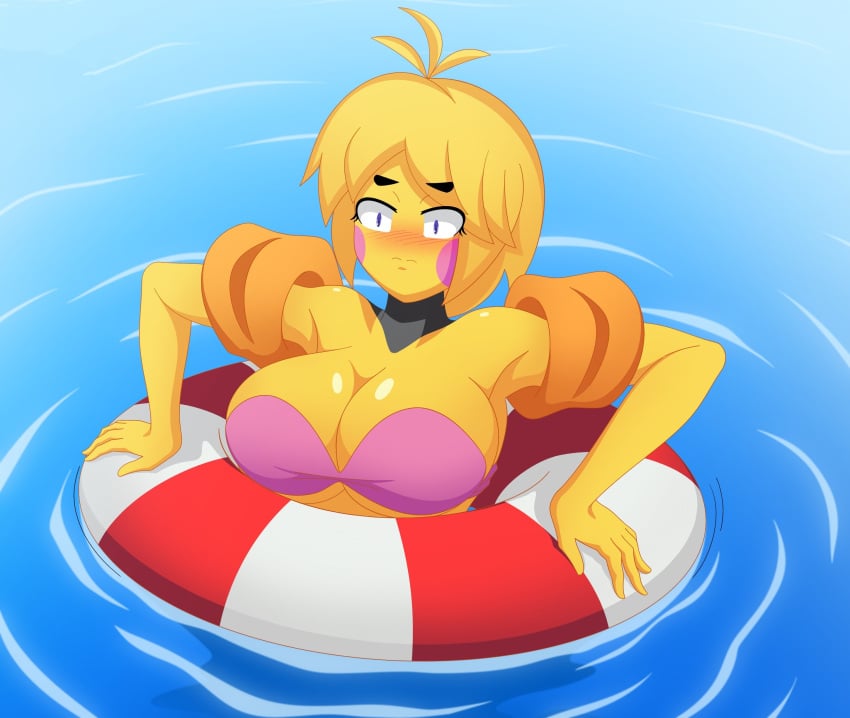 big_breasts chica_(fnaf) fnia in_water pink_bra