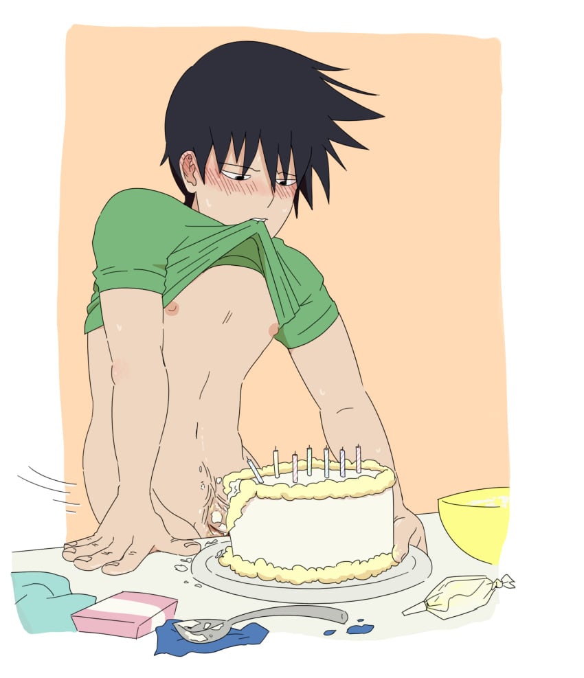 1boy aged_up cake food_penetration food_play homunculus100 mob_psycho_100 penis ritsu_kageyama solo solo_male