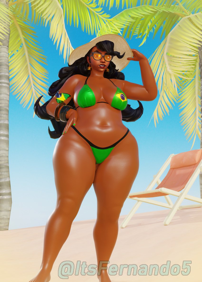 betty_la_bomba big_ass big_breasts bikini brazilian_flag dark_skin itsfernando paladins paladins_champions_of_the_realm sunglasses