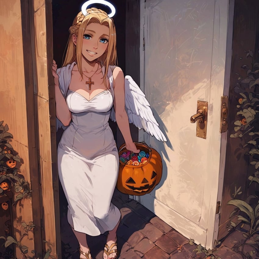 ai_generated angel angel_costume angel_wings attack_on_titan christa_lenz civitai cross_necklace female halloween halloween_costume halo historia_reiss pikachu1938 sandals shingeki_no_kyojin tagme white_dress