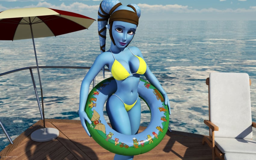 1girls 2014 3d aayla_secura alien alien_girl alternate_version_available artist_name bare_shoulders big_breasts bikini bikini_bottom bikini_top blue_skin busty chair clone_wars curvy day detailed_background ewok_floating_tire eyelashes female female_only freckles front_view headgear hourglass_figure humanoid jedi jedi_master kondaspeter looking_up mammal midriff outdoor outside pose posing purple_lips shadow shiny shiny_skin solo standing star_wars swimsuit thong twi'lek umbrella underboob voluptuous water wide_hips yellow_eyes