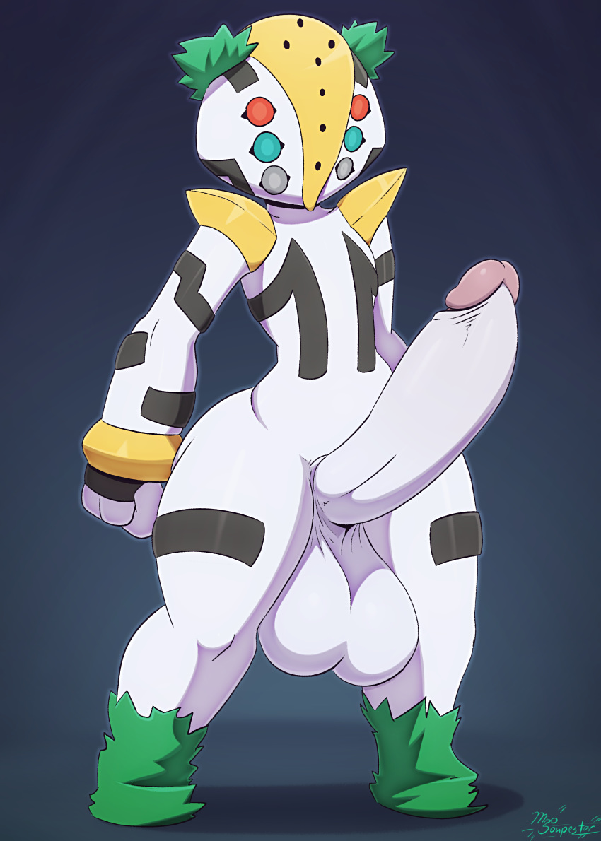 1boy 2018 6_eyes absurd_res anthro big_penis big_testicles erection fat_ass fur green_fur hi_res huge_penis huge_testicles humanoid humanoid_penis hyper hyper_penis hyper_testicles male male_only miso_souperstar nintendo nude penis pokémon pokemon_dppt regigigas shortstack solo standing testicles text thick_thighs thin_waist video_games white_skin