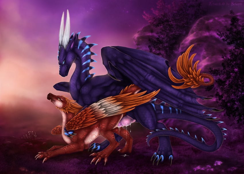 2018 blue_eyes claws day detailed_background dragon duo feathered_dragon feathered_wings feathers female feral feral_on_feral male membranous_wings outside scalie selianth sky spines straight western_dragon wings