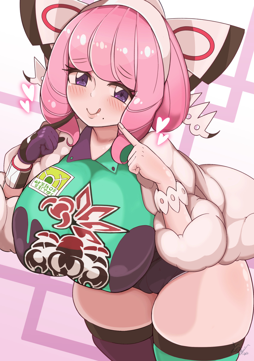 1girls big_breasts bimbo blush breast_focus breasts cameltoe coat domidori female female_only fur_coat game_freak hair hair_ornament heart heart huge_breasts klara_(pokemon) large_breasts legwear lips mole mole_under_mouth pink_hair plump pokemon pokemon_ss purple_eyes solo solo_female thick_thighs thighhighs thighs tongue tongue_out