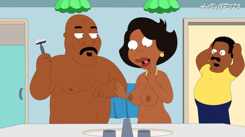 african african_female african_male cleveland_brown dark-skinned_male donna_tubbs family_guy gp375 levar_brown melanin multiple_boys the_cleveland_show watching