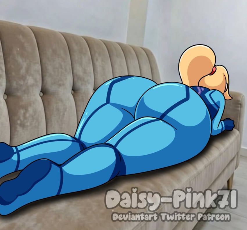 1girls 2d 2d_(artwork) ass ass_focus big_ass big_butt blonde_hair butt butt_focus clothed clothed_female couch couch_meme daisy-pink71 female female_only fully_clothed huge_ass huge_butt laying_on_couch metroid nintendo ponytail samus_aran thick_ass thick_butt thick_thighs thighs tight_clothing wide_hips zero_suit zero_suit_samus