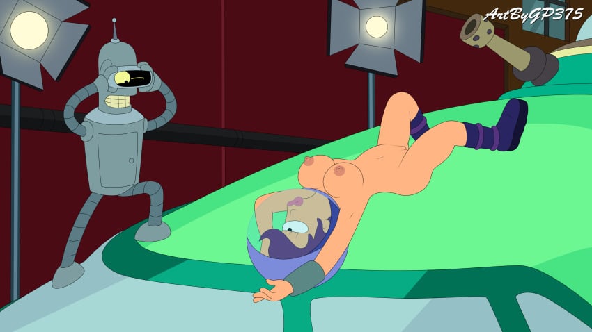 1_eye 1girls accurate_art_style bender_bending_rodriguez big_breasts breasts busty female futurama gp375 naked nipples purple_hair robot tagme turanga_leela