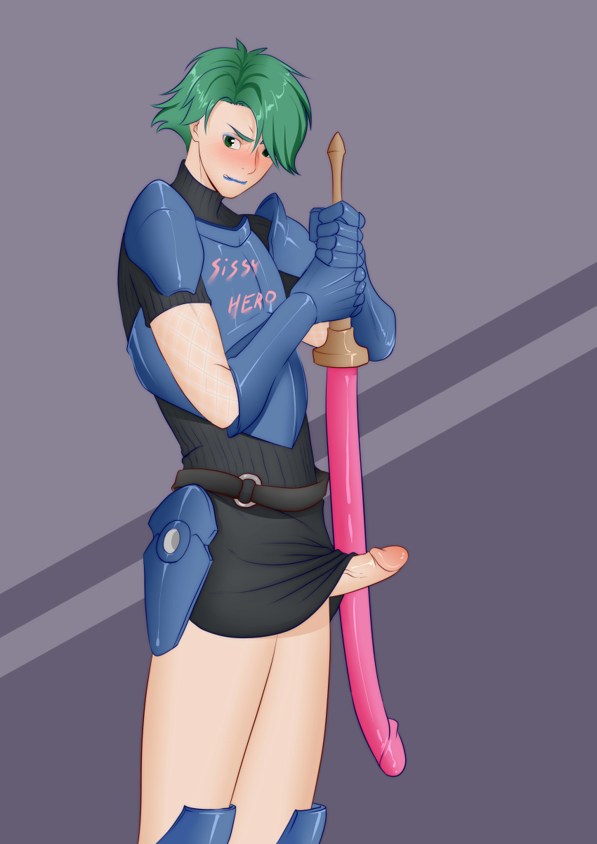 albein_alm_rudolf_ii alm_(fire_emblem) angry armor dildo feminization fire_emblem fire_emblem_echoes:_shadows_of_valentia fire_emblem_gaiden lipstick male_only oo_sebastian_oo penis sissy standing sword