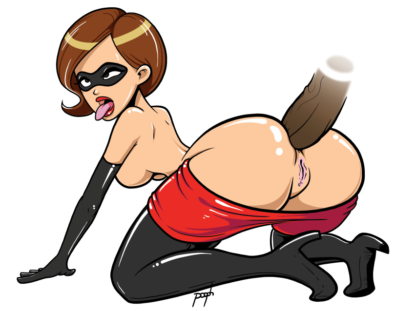 anal anal_sex ass brown_hair cheating_wife dark-skinned_male dark_skin disembodied_penis disney doggy_style elastigirl female female_focus frozone helen_parr hetero hyper_penis interracial lipstick lucius_best male pants_down penis pixar pooph pussy short_hair straight straight_hair superhero superheroine the_incredibles tongue tongue_out topless