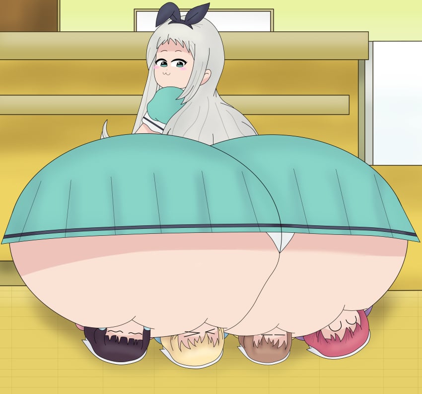 1boys 4girls :3 big_ass big_butt blend_s bubble_butt facesitting fat_ass femboy femboy_focus girly girly_boy hyper_ass kanzaki_hideri maika88 male/female male_focus multiple_girls