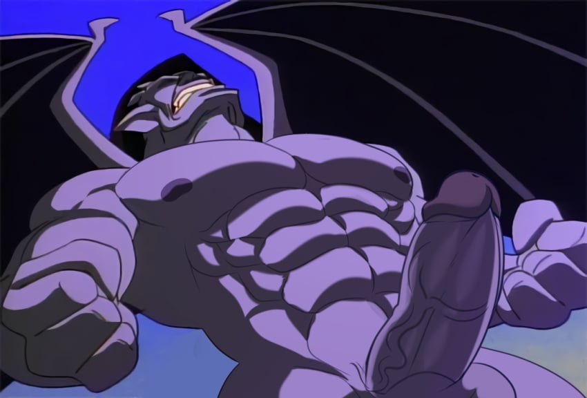 disney edit erection gargoyle gargoyles goliath_(gargoyles) male male_only muscles penis screencap screenshot screenshot_edit solo