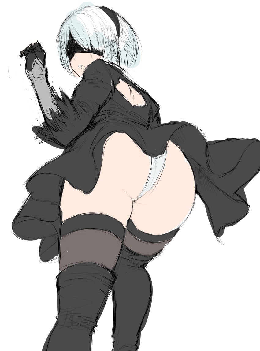 ass ecchi famboykq goth_girl nier:_automata thick_thighs yorha_2b