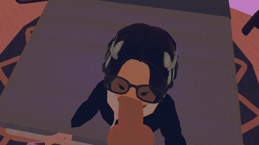 1femboy bed blanca_(rec_room) blowjob demithefemboy05 femboy glasses looking_at_viewer male_pov on_bed pov rec_room rec_room_avatar sucking