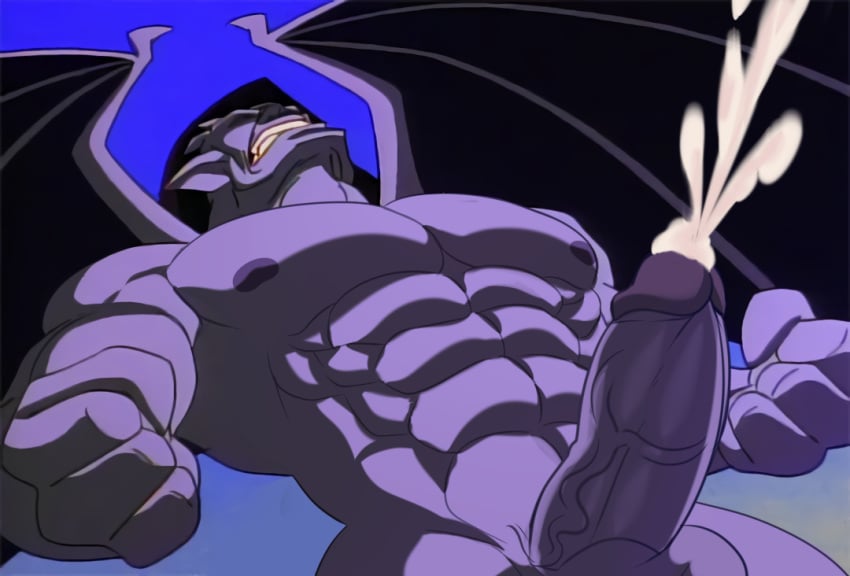 cum disney edit erection gargoyle gargoyles goliath_(gargoyles) hands-free male male_only muscles orgasm penis screencap screenshot screenshot_edit solo