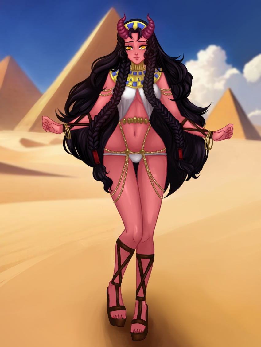 1girl 1girls adapted_costume alternate_costume ancient_egypt ancient_egyptian belly_chain bikini bikini_bottom bikini_top body_jewelry bracelets collar cosplay costume crossover cute dahlia_(day_of_wrath) day_of_wrath day_of_wrath_(doom_fanfic) demon demon_girl demon_horns desert egyptian egyptian_clothes egyptian_clothing egyptian_headdress exposed_midriff fate/grand_order fate_(series) fgo fr04ek gladiator_sandals gold gold_(metal) gold_bracelet gold_bracelets gold_jewelry golden_collar golden_necklace headband headdress headgear headwear horned_female horns indecent_exposure infinitypilot jewelry long_hair long_hair_female looking_at_viewer medium_breasts midriff necklace nitocris_(fate) nitocris_(fate/grand_order) nitocris_(fate/grand_order)_(cosplay) orange_eyes original original_character outdoor outdoors outside panties pharaoh public public_indecency pyramid red_skin revealing_clothes revealing_clothing revealing_costume revealing_outfit sand sandals skimpy skimpy_clothes skimpy_costume skimpy_outfit smile smiling smiling_at_viewer solo solo_female succubus succubus_horns tiefling underwear white_bikini white_bikini_bottom white_bikini_top white_bra white_panties white_top white_underwear wholesome wrap_bra yellow_eyes