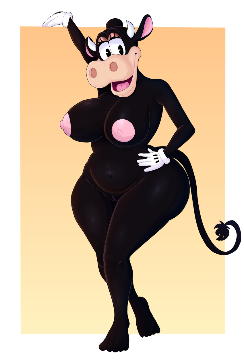 absurd_res anthro anthro_only ass big_breasts big_butt boolishclara bovid bovine breasts cattle clarabelle_cow disney female genitals hi_res huge_breasts mammal nude pinup pose pussy thick_thighs