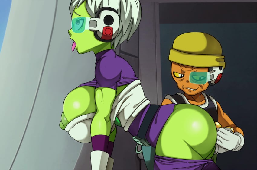 1boy 1girls 2020s 2023 2d ahe_gao alien alien_girl beanie bent_over cheelai dildo dildo_in_pussy dildo_insertion dildo_penetration dragon_ball dragon_ball_super female green-skinned_female green-tinted_eyewear green_nipples green_skin half_naked hat large_areolae large_ass large_breasts lemo nipples older_male open_mouth orange_skin pink_eyes purple_eyes scouter short_hair shounen_jump slim_girl slim_waist smile tinted_eyewear tongue tongue_out ttrop white_hair yellow_eyes younger_female