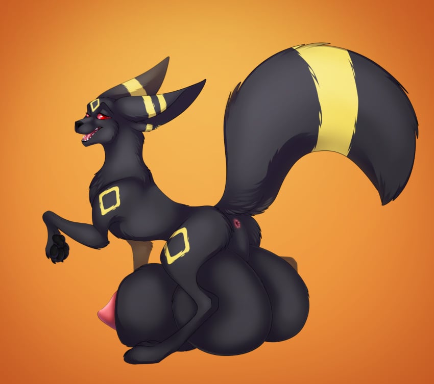 1boy animal_genitalia anus ass back big_ears big_testicles black_fur eeveelution feet feral furry huge_penis huge_testicles hyper hyper_penis hyper_sheath hyper_testicles long_ears male male_only nintendo orange_fur paws penis pokémon_(species) pokemon pokemon_(species) pokemon_gsc quasarbre sergeantyakirr sheath tail testicles umbreon video_games yellow_fur