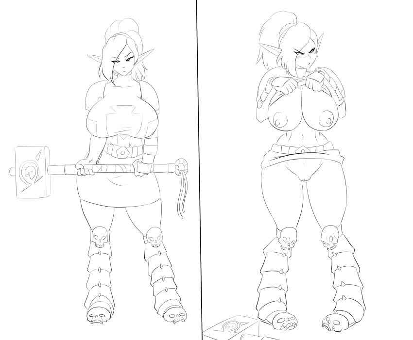 1girls 2018 2koma angry annoyed areolae armed armor armor_boots armored_boots before_and_after belt big_breasts black_and_white blush blushing boots bored bottomless_skirt breasts breasts_out cleft_of_venus clothed commission curvy elf embarrassed erect_nipples exposed_breasts female female_only fingerless_gloves fit fit_female flanna flashing full_body gloves gluteal_fold going_commando hair_over_one_eye hammer high_ponytail holding_weapon hourglass_figure huge_breasts ledieuiciss line_art looking_aside looking_at_viewer looking_away marauder6272 monochrome navel nipples no_bra no_panties no_pubes pigeon_toed ponytail pose posing pout pouting presenting_breasts shirt_up shoulder_armor shoulder_pads simple_background skirt skirt_lift skirt_up skulls solo subtle_pussy thigh_gap tied_hair top_lift tsundere two_handed_weapon unconvincing_armor undressing unhappy upset vambraces vulva war_hammer warrior wasp_waist weapon wide_hips