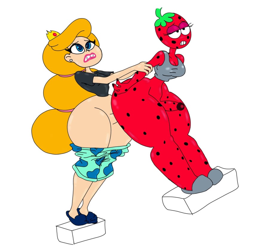 2futas blonde_hair blue_eyes bottomless cartoon_network cross-eyed crossover drupe futa_on_futa futa_only futanari intersex interspecies itssparkdragonworld light-skinned_futanari lipstick ok_k.o.!_let's_be_heroes pants_down pink_lipstick powerpuff_girls powerpuff_girls_2016 princess princess_bluebelle red_body topwear_only white_background