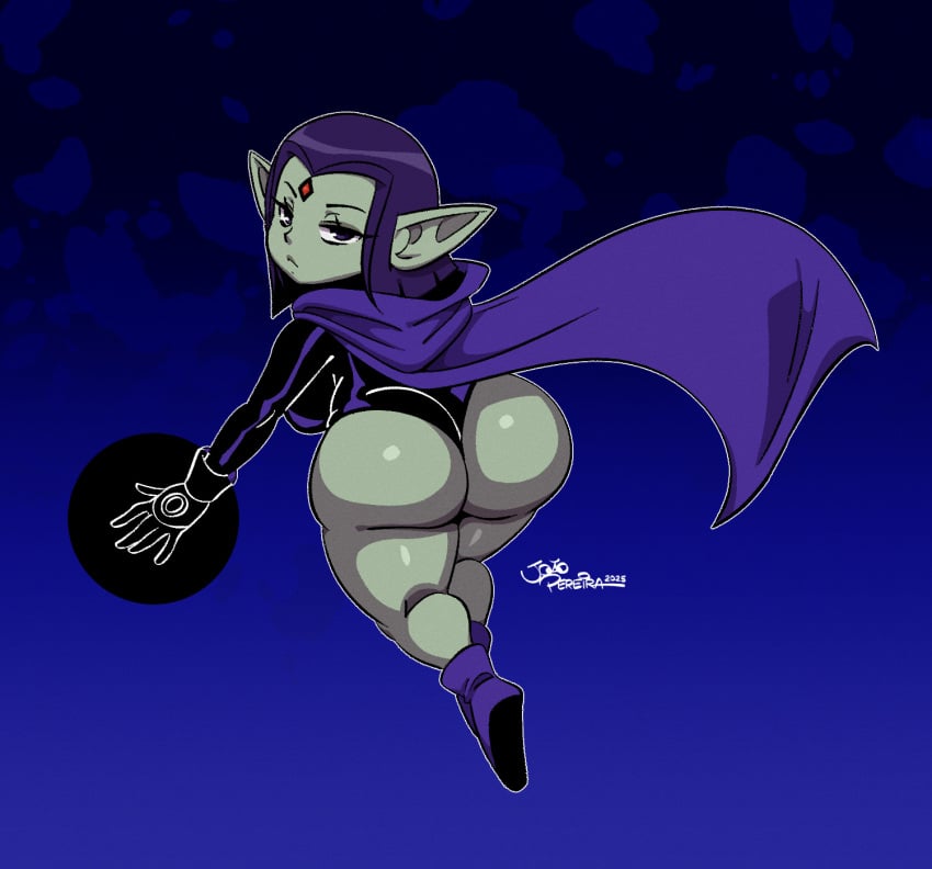 1girls big_breasts breasts busty clothing dc dc_comics female female_only goblin goblin_female green_skin grey_hair huge_breasts joaoppereiraus large_breasts raven_(dc) shirt shortstack skirt solo teen_titans text thick_thigh wide_hips