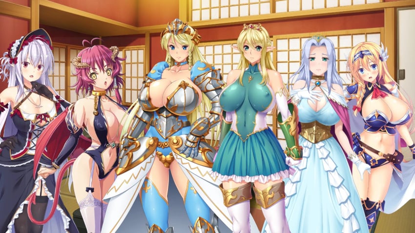 6girls alencia_jonah_elborg almia_agraliel breasts cleavage clothed clothed_female conversation covered_erect_nipples discussion dress edit edited edited_image farasha_awar_crusch female female_only game_cg gigantic_breasts huge_breasts kyonyuu_elf_oyako_saimin kyonyuu_fantasy kyonyuu_fantasy_gaiden kyonyuu_fantasy_gaiden_2 kyonyuu_fantasy_gaiden_2_after_-osutashia_no_yabou kyonyuu_princess_saimin large_breasts long_hair lune massive_breasts moonstone_cherry nipple_bulge nipples_visible_through_clothing princess queen safina_tani_crusch sex_open_world_e_youkoso! sex_underworld_e_youkoso! shamsiel shamsiel_shahar short_hair succubus succubus_costume succubus_horns succubus_outfit succubus_queen succubus_tail succubus_wings valmuda_lexsabruka vampire vampire_girl vampire_wings