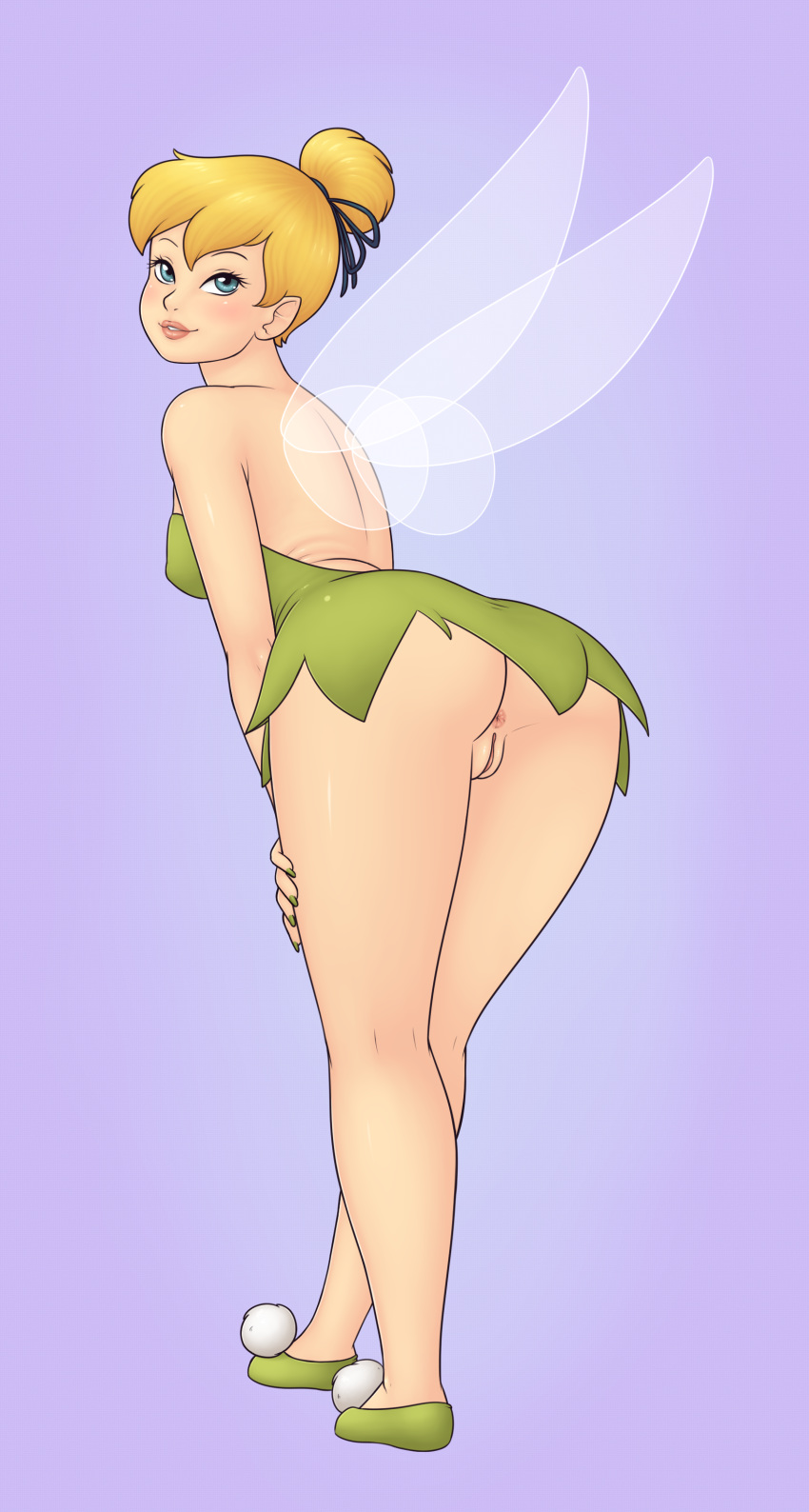 anus ass big_ass big_breasts breasts butthole disney disney_fairies fairy female looking_at_viewer looking_back no_panties peter_pan_(disney) pixie pussy rapps solo tinker_bell upskirt