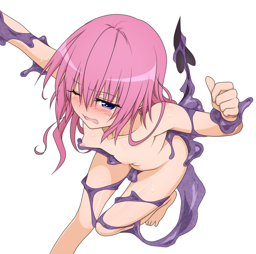 blush breasts female naked nana_asta_deviluke nude nude_female open_mouth photoshop pink_hair restrained sex slime tentacle tentacle_sex to_love-ru yabuki_kentarou