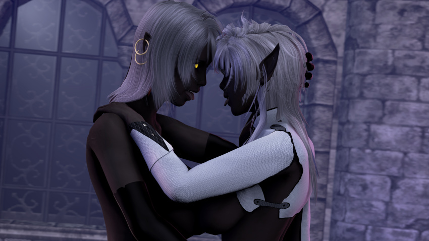 3d blue_skin breasts caldreth clothed clothing dark-skinned_female dark_elf dark_skin daughter drow duo elf elf_female fallen_throne female hair hi_res humanoid incest mother nude queen_nualia saygoodbye-sfm source_filmmaker tagme topless