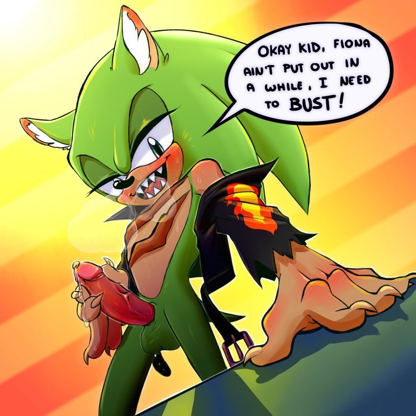 balls kukkiisart male male_only masturbation penis precum scourge_the_hedgehog sonic_(series)