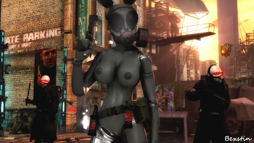 2018 3d animatronic anthro apc armor assault_rifle baton bexstin brainwashing breasts clothing combine combot consul erect_nipples explosives female gas_mask gasmask_citizen grenade gun half-life_2_beta handgun helmet holding_object holding_pistol holding_weapon human hypnosis hypnotized lagomorph machine mammal mask metrocop mind_break mind_control molotov_cocktail nipples nude outside pistol poster ranged_weapon rifle robot rule_63 sitting source_filmmaker standing transformation transhuman valve video_games weapon