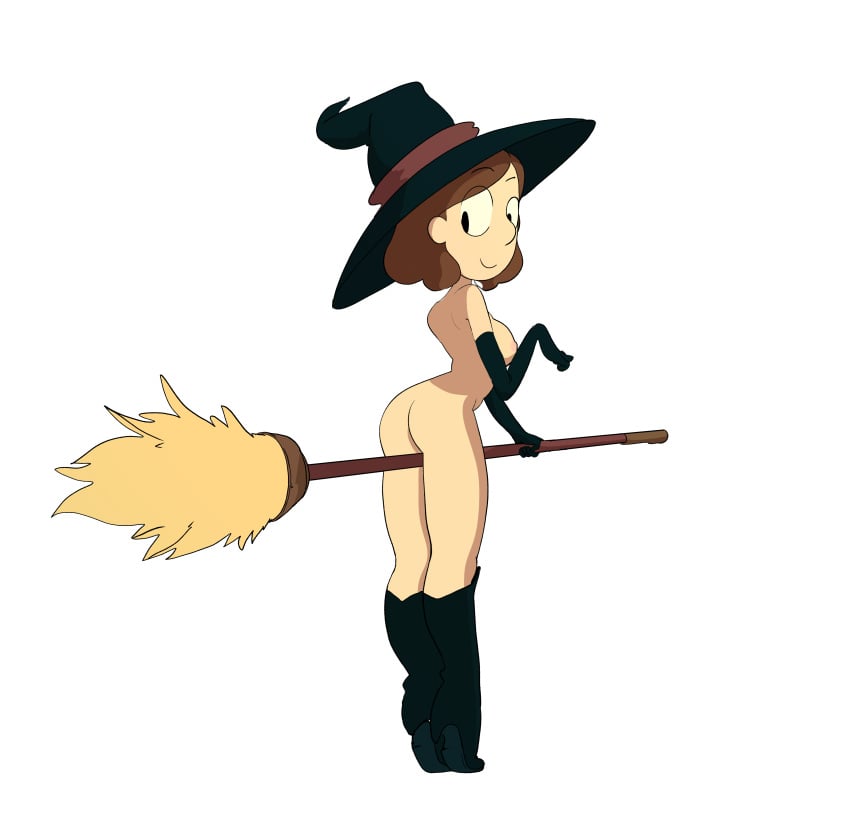 1girls absurd_res broom casual exposed_torso female female_only footwear handwear headwear hilda_(series) human johanna_(hilda) milf nude nude_female padoga pale_skin png solo tagme thin_arms white_background witch_hat