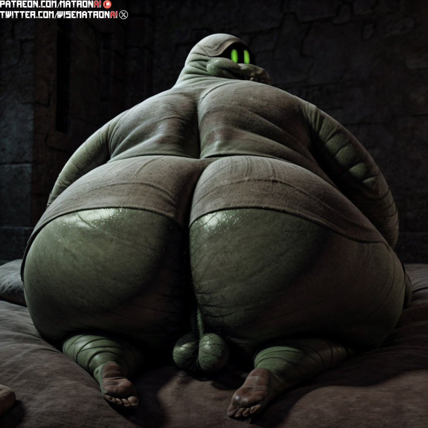 1boy 4k ai_generated anus ass balls big_ass big_balls big_butt butt fat fat_ass fat_butt fat_man genitals highres hotel_transylvania large_ass large_butt male male_only massive_ass massive_butt massive_thighs matronai_(artist) mature mature_male monster mummy murray_the_mummy patreon patreon_username pinup solo solo_focus solo_male stable_diffusion thick_ass thick_legs thick_thighs twitter_username