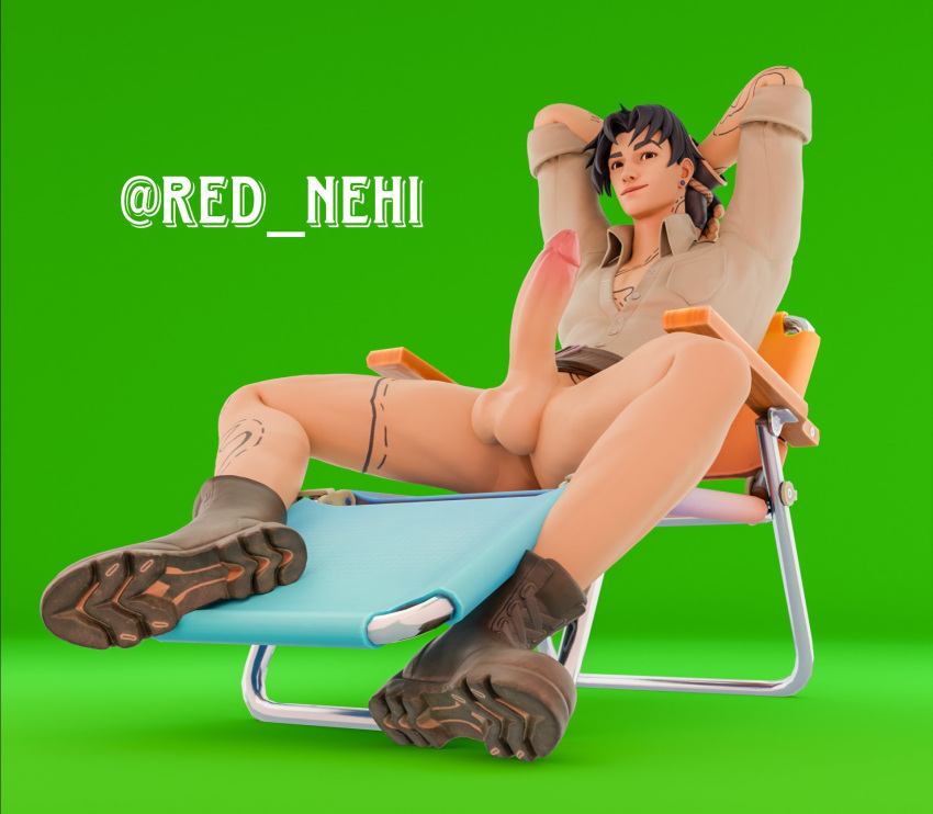 bottomless fortnite fortnite:_battle_royale gay lorenzo_(fortnite) male_focus male_only penis presenting red_nehi solo