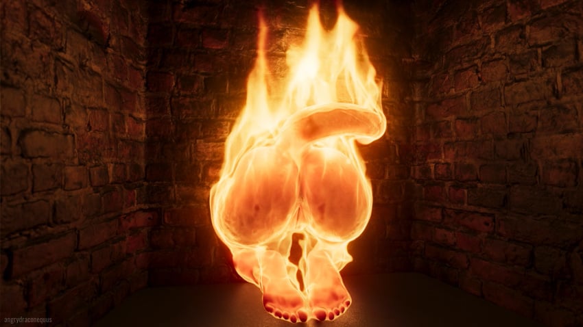 16:9 3d_(artwork) 5_toes angrydraconequus anus ass baldur's_gate baldur's_gate_3 biped blender_(software) burning christmas digital_media_(artwork) dungeons_and_dragons feet female fire fireplace forgotten_realms genitals hi_res holidays humanoid inside karlach kneeling nude pussy solo tail through_wall tiefling toes widescreen yule_log