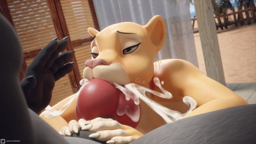 16:9 3d_(artwork) animal_genitalia animal_penis anthro big_penis blender_(software) bodily_fluids canid canine canine_genitalia canine_penis canis cheek_bulge cum cum_in_mouth cum_inside cum_on_penis cumshot digital_media_(artwork) disney duo ejaculation felid fellatio female fur genital_fluids genitals hi_res holding_knot_root holding_penis knot knot_swelling lion looking_pleasured male male/female mammal mmad nala_(the_lion_king) oral orange_body orange_fur outside pantherine penile penis ricky_(mmad) sex spread_legs spreading the_lion_king thick_penis widescreen wolf