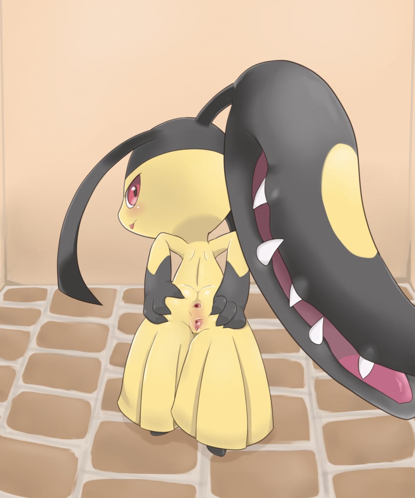 1girls :3 anus ass black_hair blush clitoris female female_only full_body hair hi_res humanoid looking_at_viewer looking_back mawile nintendo nude pokemon pokemon_(species) pokemon_rse presenting pussy pussy_juice rear_view red_eyes sake_(pixiv) smile solo spread_anus spread_ass spread_pussy spreading standing teeth tongue tongue_out uncensored urethra video_games