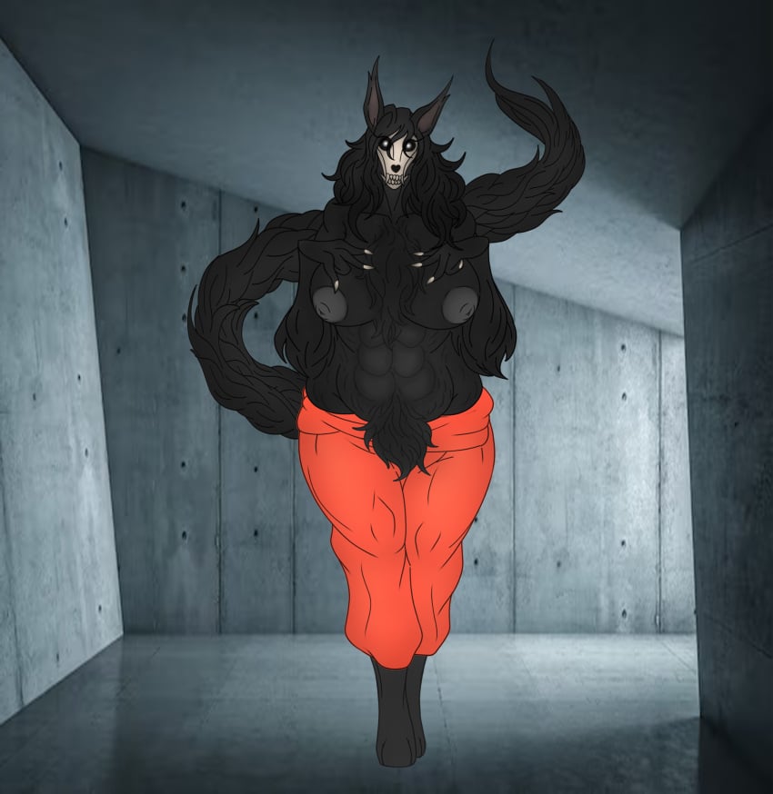 abs anthro big_breasts d-class excessive_pubic_hair larger_female muscular_female scp-1471 scp-1471-a scp_foundation thewatcherofworlds thick_thighs