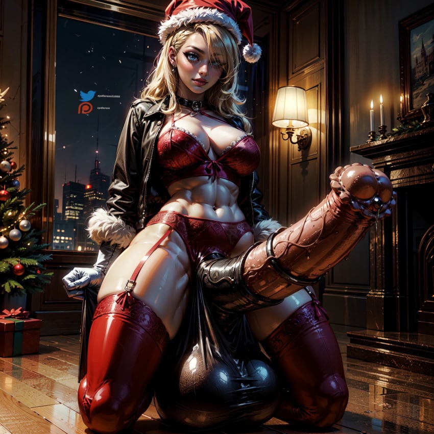 1futa ai_generated balls big_balls big_breasts big_penis big_testicles blonde_hair blue_eyes bra christmas christmas_headwear christmas_outfit christmas_tree detailed_background dickgirl equine_penis futa_only futanari giant_penis gigantic_penis highres horse_penis horsecock horsecock_futanari huge_balls huge_breasts huge_cock human_with_animal_genitalia human_with_horsecock kneeling large_balls large_breasts lingerie looking_at_viewer low_hanging_balls mrs._claus on_knees original penis presenting_penis self_upload solo sydlorem thick_penis thick_thighs uncensored veiny_penis