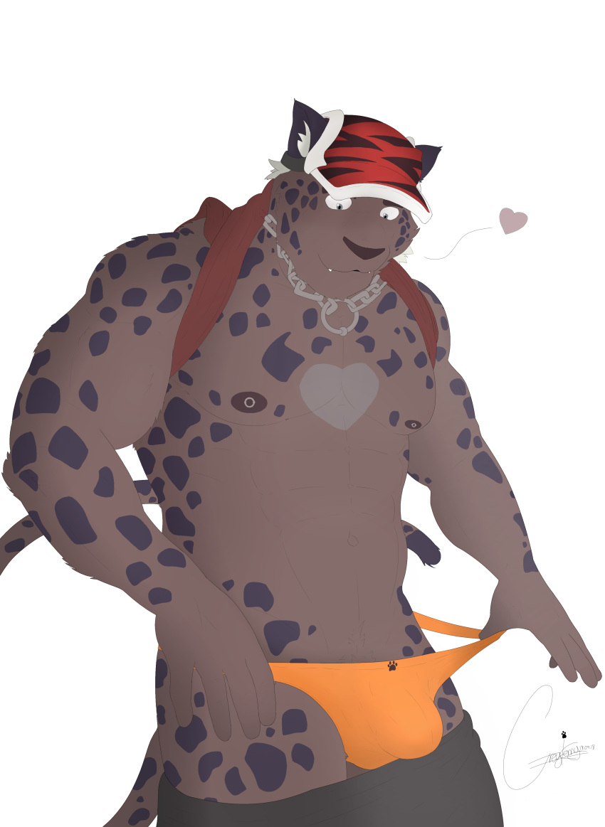 anthro bulge chains clothing feline greykenny_wolfz_(artist) invalid_tag male male_only mammal muscular null-ghost panther rubido_(null-ghost) solo speedo swimsuit