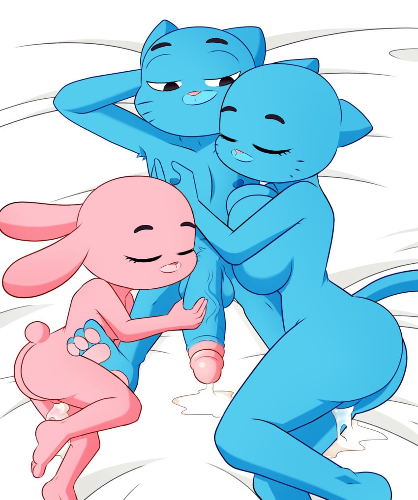 1boy 2girls after_sex age_difference anais_watterson anthro anthro_on_anthro anthro_only bed big_penis black_eyes blue_body blue_fur bodily_fluids brother brother_and_sister cartoon_network cat cat_boy cat_girl creampie cub cub_on_cub cum cum_drip cum_in_pussy cum_inside domestic_cat eyebrows felid feline felis female female_cub ffm_threesome fire_conejo fur furniture furry furry_female furry_male furry_only genital_fluids genitals group group_sex gumball_watterson hi_res incest lagomorph leporid long_ears male male/female male_cub mammal mom_and_son mother mother_and_child mother_and_daughter mother_and_son nicole_watterson parent penis pink_body pink_fur rabbit rabbit_girl sex sibling sister the_amazing_world_of_gumball threesome toony trio young young_on_young younger_female younger_male